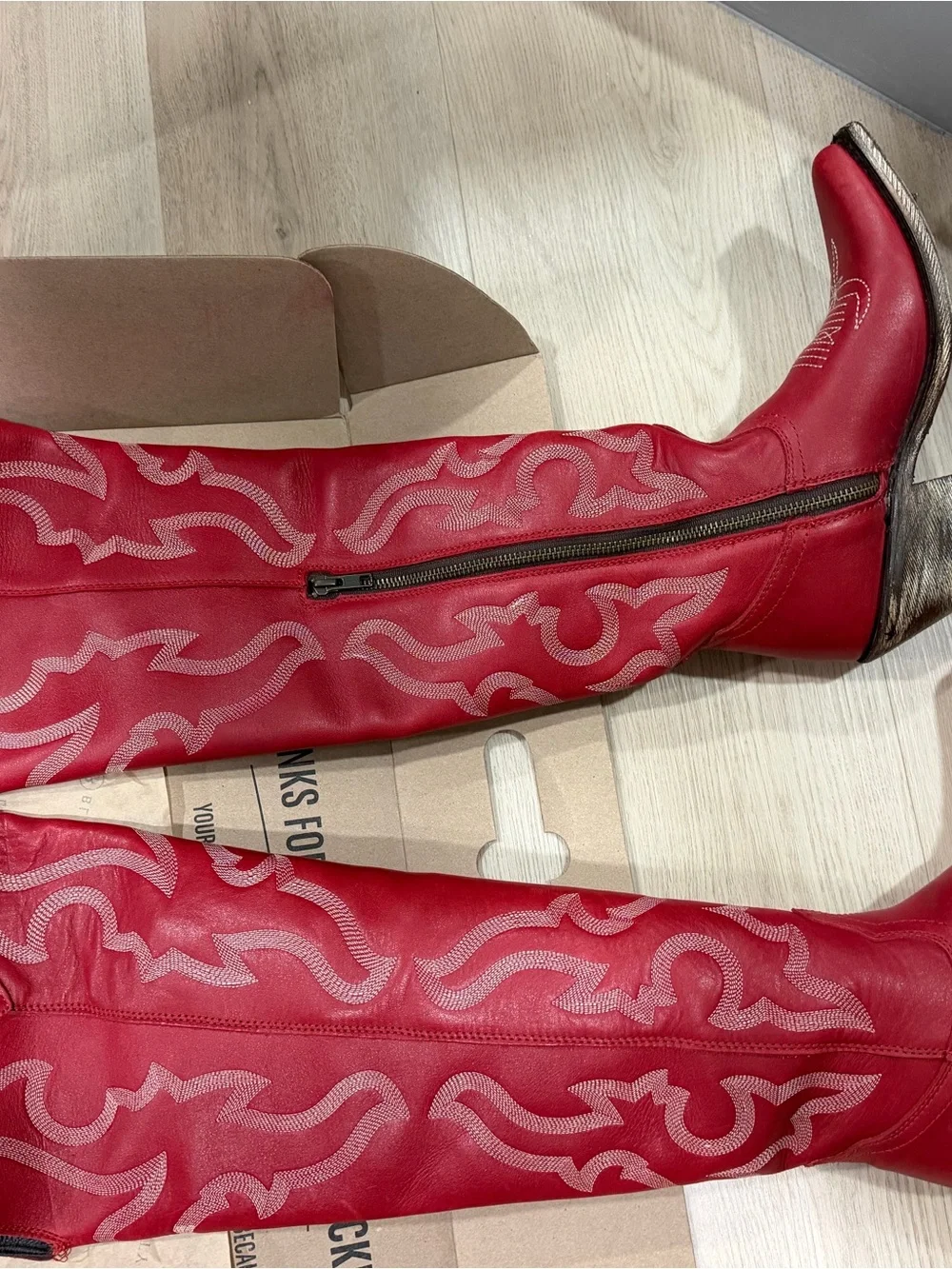 Liberty Black Over the knee Red boots